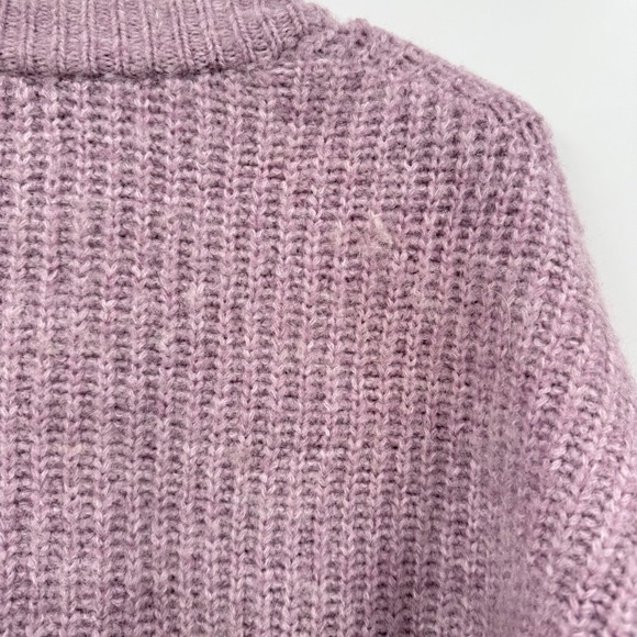 ZARA‎ Oversized Chunky Knit Cardigan Lavender Purple V Neck Button Front Pockets - Picture 8 of 10